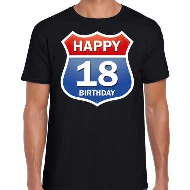18e verjaardag happy birthday shirt / kleding route bord 18 jaar zwart voor heren kopen