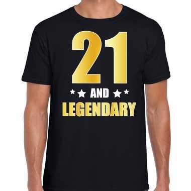 21 and legendary verjaardag cadeau shirt / kleding 21 jaar zwart met goud voor heren kopen