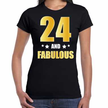 24 and fabulous verjaardag cadeau shirt / kleding 24 jaar zwart met goud voor dames kopen
