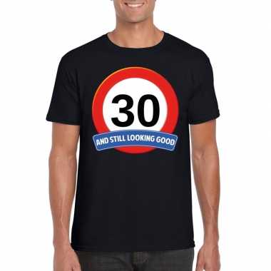 30 jaar verkeersbord t-shirt zwart volwassenen kopen