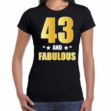 43 and fabulous verjaardag cadeau shirt / kleding 43 jaar zwart met goud voor dames kopen