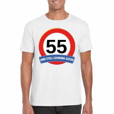 55 jaar verkeersbord t-shirt wit volwassenen kopen