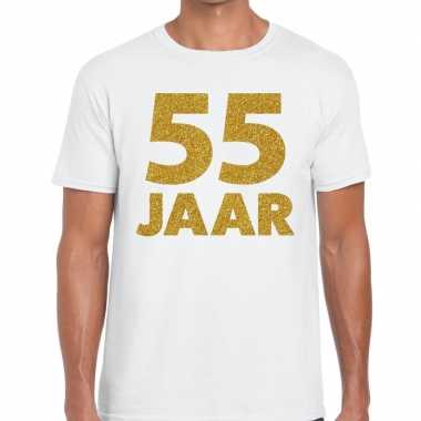 55e verjaardag cadeau t-shirt wit met goud voor heren kopen