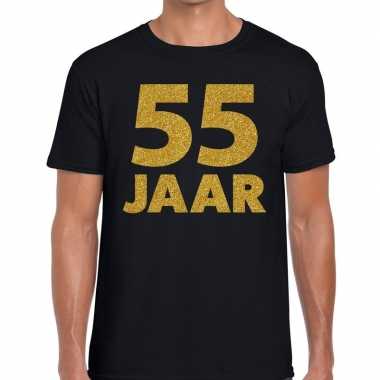 55e verjaardag cadeau t-shirt zwart met goud voor heren kopen
