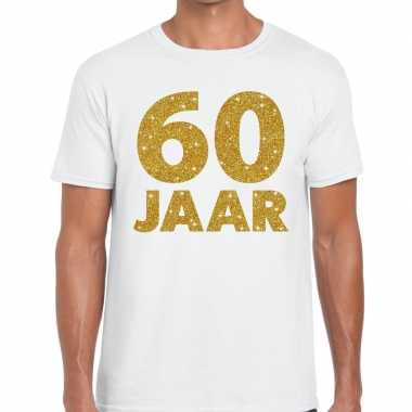 60e verjaardag cadeau t-shirt wit met goud voor heren kopen