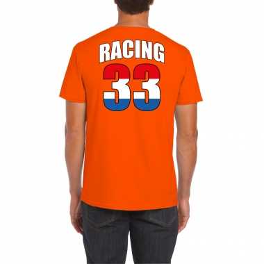 Autocoureur / autosport supporter met racing 33 t-shirt oranje voor heren kopen