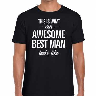 Awesome best man kado t-shirt zwart voor heren kopen