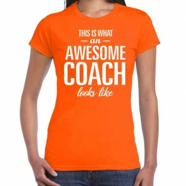 Awesome coach cadeau t-shirt oranje voor dames - coach bedankt cadeau kopen