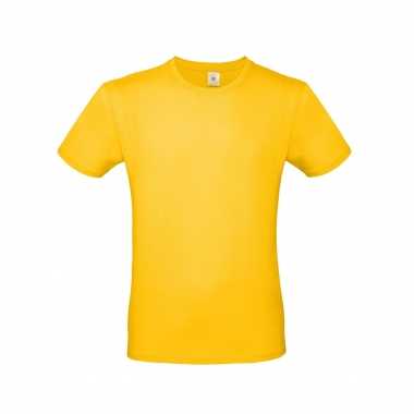 Basic heren shirt met ronde hals geel van katoen kopen