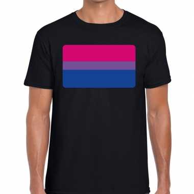 Bisexueel vlag gaypride shirt zwart heren kopen