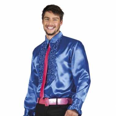 Blauwe rouche overhemd voor heren kopen