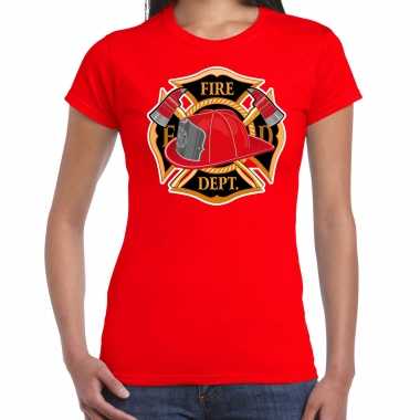 Carnaval brandweervrouw / brandweer shirt / kostuum rood voor dames kopen