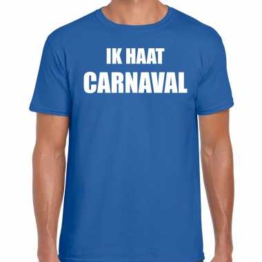 Carnaval verkleed shirt blauw voor heren ik haat carnaval - kostuum kopen