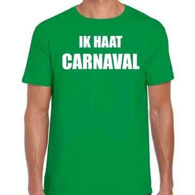 Carnaval verkleed shirt groen voor heren ik haat carnaval - kostuum kopen