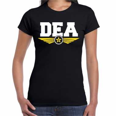 D.e.a. agente / drugs politie tekst t-shirt zwart voor dames kopen
