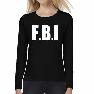 Dames fun text t-shirt long sleeve politie fbi zwart kopen