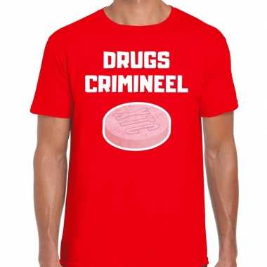 Drugs crimineel carnaval verkleed shirt rood voor heren kopen