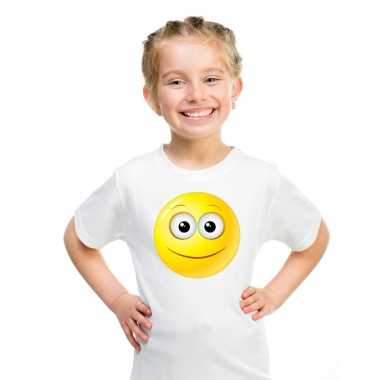 Emoticon vrolijk t-shirt wit kinderen kopen