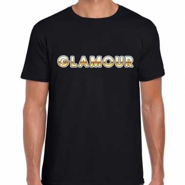 Fout glamour t-shirt zwart / goud voor heren kopen