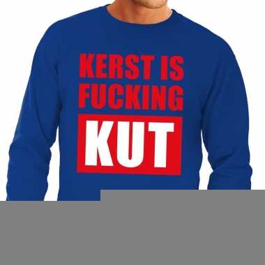 Foute kerstborrel trui blauw kerst is fucking kut heren kopen