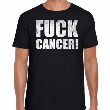 Fuck cancer t-shirt zwart voor heren - weg met kanker shirts kopen