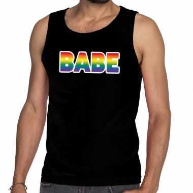 Gay pride babe tanktop zwart heren kopen