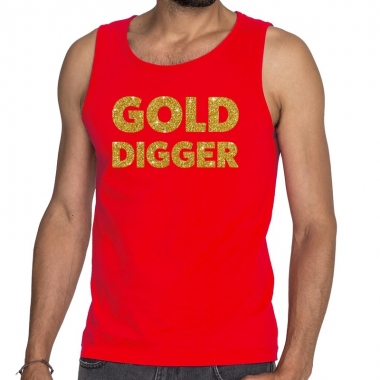 Gold digger fun tanktop / mouwloos shirt rood voor heren kopen