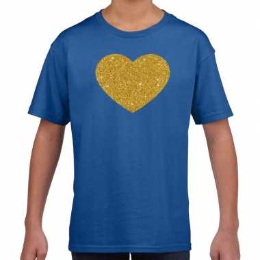 Gouden hart fun t-shirt blauw voor kids kopen