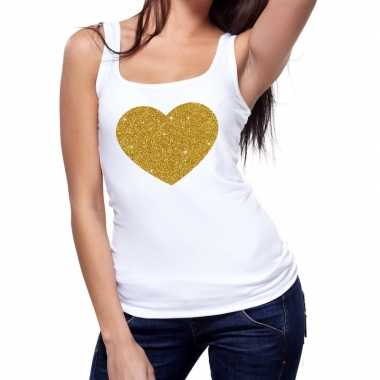 Gouden hart fun tanktop / mouwloos shirt wit voor dames kopen