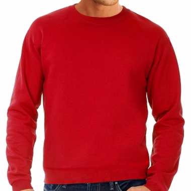 Grote maten sweater / sweatshirt trui rood met ronde hals voor mannen kopen