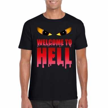 Halloween duivel shirt zwart heren welcome to hell kopen