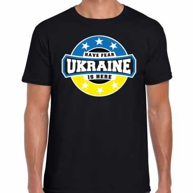 Have fear ukraine / oekraine is here supporter shirt / kleding met sterren embleem zwart voor heren kopen