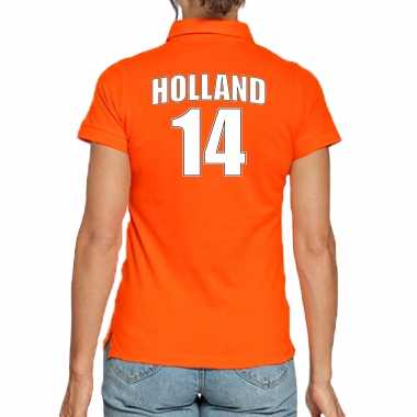 Holland shirt met rugnummer 14 - nederland fan poloshirt / outfit voor dames kopen