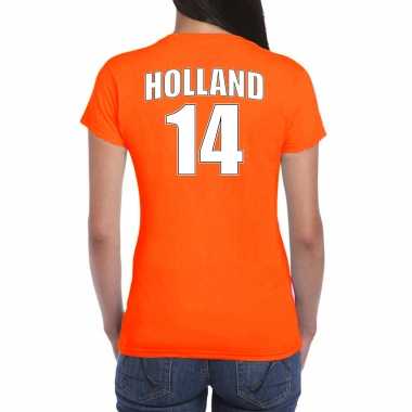 Holland shirt met rugnummer 14 - nederland fan t-shirt / outfit voor dames kopen