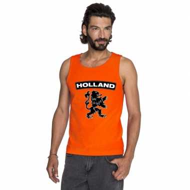 Holland zwarte leeuw mouwloos shirt oranje heren kopen