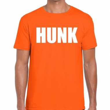 Hunk fun t-shirt oranje voor heren kopen
