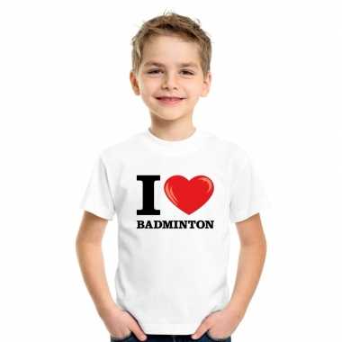 I love badminton t-shirt wit jongens en meisjes kopen