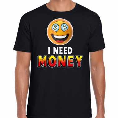 I need money funny emoticon shirt heren zwart kopen