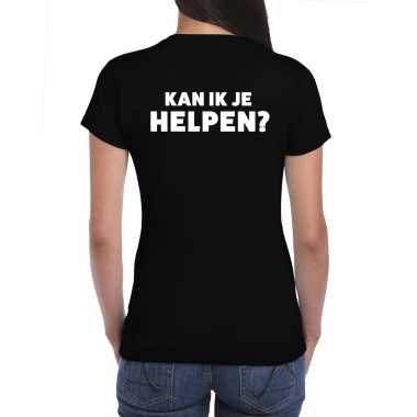 Kan ik je helpen t-shirt zwart voor beurzen en evenementen voor dames kopen