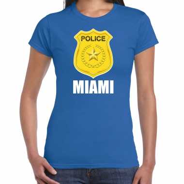 Miami politie / police embleem t-shirt blauw voor dames kopen
