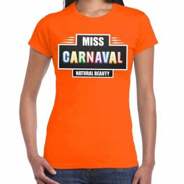 Natural beauty miss carnaval verkleed shirt oranje voor dames kopen