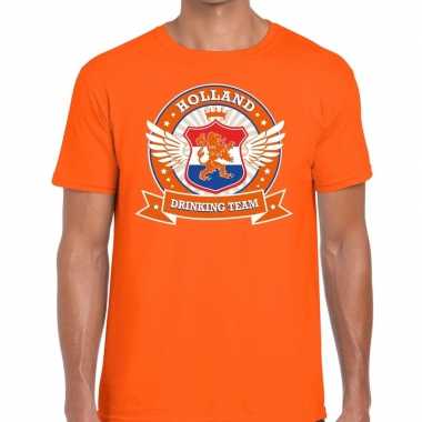 Nederland drinking team t-shirt oranje heren kopen