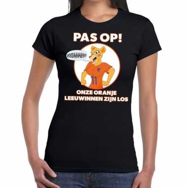 Nederlands dames elftal supporter shirt pas op leeuwinnen zwart voor
