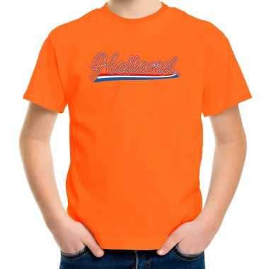 Oranje fan shirt / kleding holland met nederlandse wimpel koningsdag/ ek/ wk voor kinderen kopen