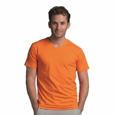 Oranje gekleurd v-hals shirt voor heren kopen