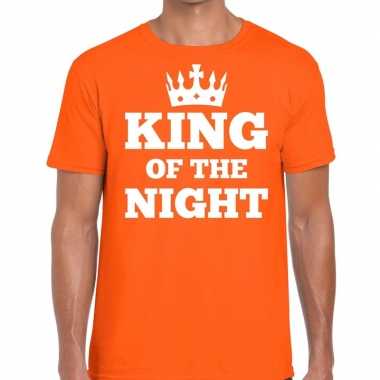 Oranje king of the night t-shirt met kroontje heren kopen