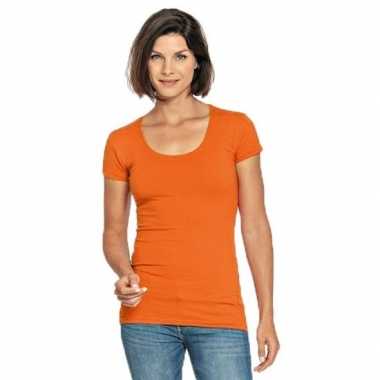 Oranje shirt met ronde hals voor dames kopen