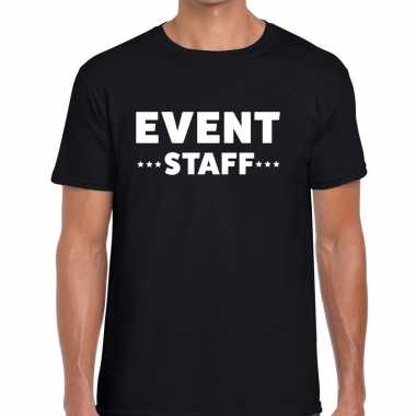 Personeel t-shirt zwart met event staff bedrukking voor heren kopen