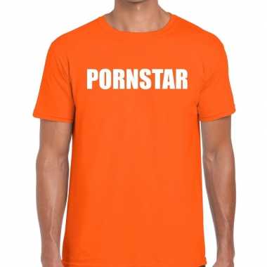 Pornstar fun t-shirt oranje voor heren kopen