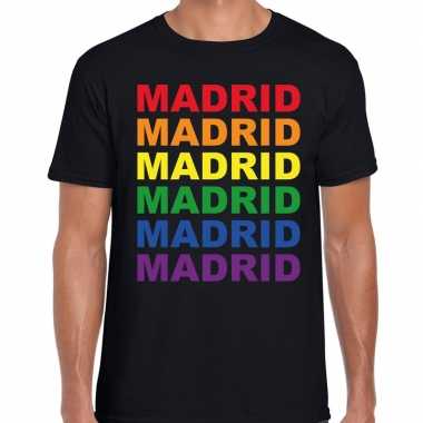 Regenboog madrid gay pride evenement shirt voor heren zwart kopen